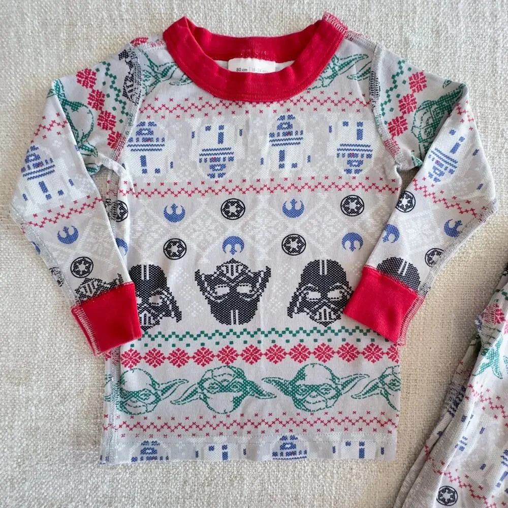 Hanna Andersson Gray Fair Isle Star Wars Pajama Set. Size 18-24mo EUC